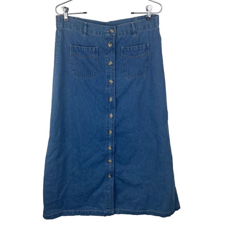 American Vintage TY Wear Denim Maxi Skirt‎ Sz 14 W 31" Prairie Cottagecore